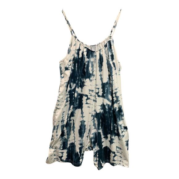 5XL Womens Soft Tie Dye Romper Blue White Pockets - Picture 6 of 9